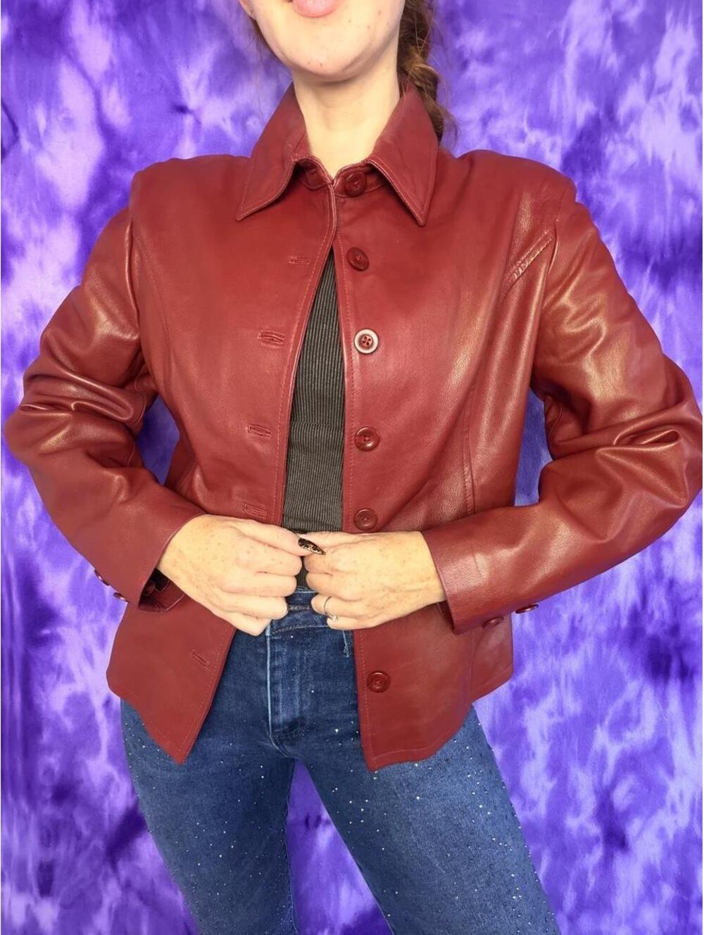 Saguaro Red genuine leather jacket button up blazer